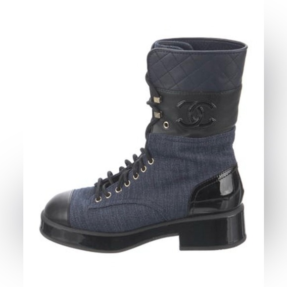 Chanel Denim Combat Boots - Picture 4 of 5